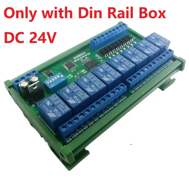 Релейный модуль 8 входов 8 выходов DC 12V 24V RS485 Modbus RTU DIN35