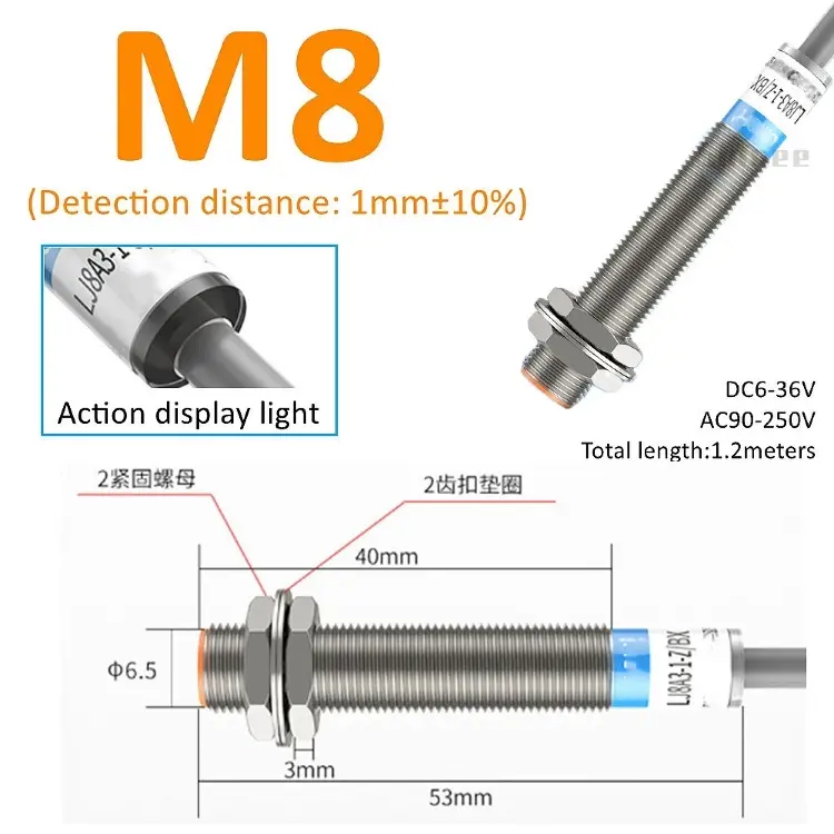 Индуктивный датчик приближения M8 M12 M18 M30, NPN PNP, 12В/110В