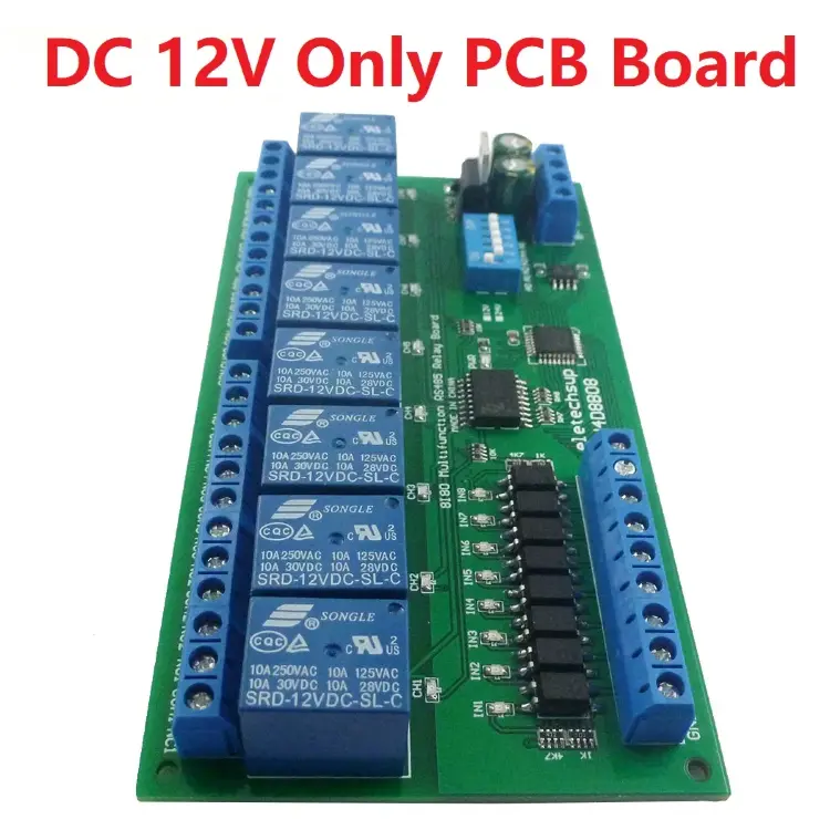 Релейный модуль 8 входов 8 выходов DC 12V 24V RS485 Modbus RTU DIN35