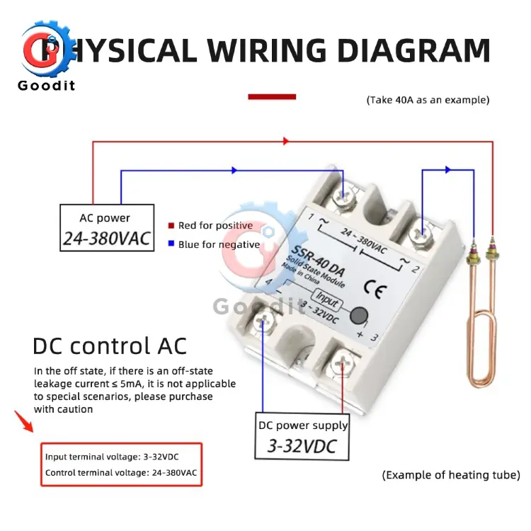 Твердотельное реле SSR-10DA SSR-25DA SSR-40DA 10А 25А 40А 3-32В DC 24-380В AC
