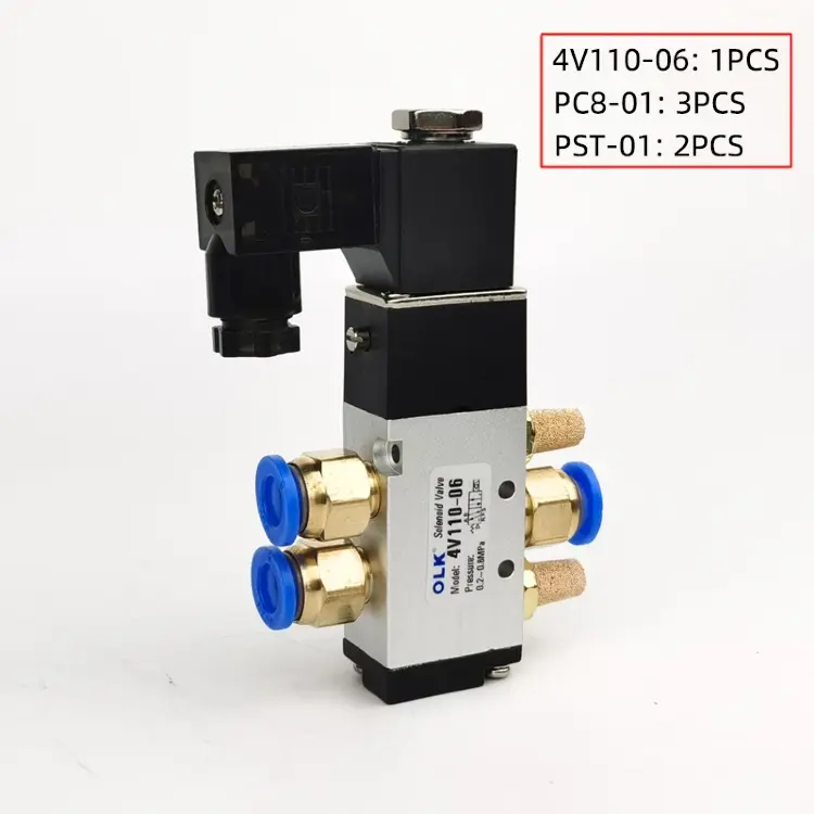Пневматический электромагнитный клапан 4V 1/8-8 мм DC24V/DC12V/AC110V