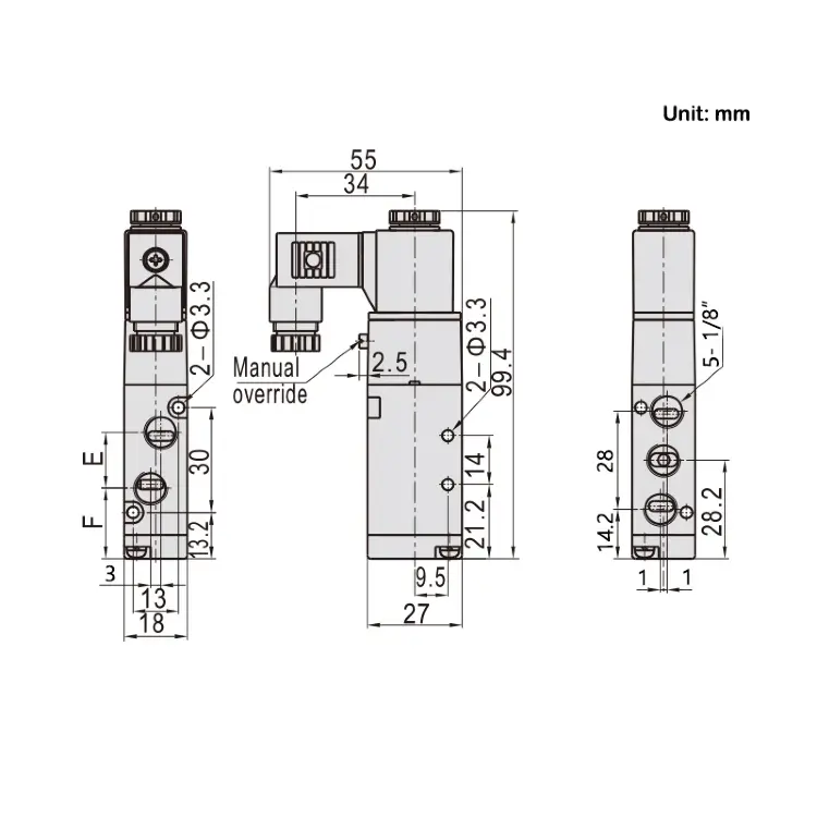 Пневматический электромагнитный клапан 4V 1/8-8 мм DC24V/DC12V/AC110V