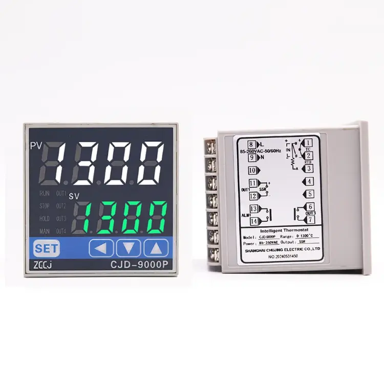 Программируемый PID-контроллер температуры и таймера 2-в-1, 20 периодов, 0-1300°C