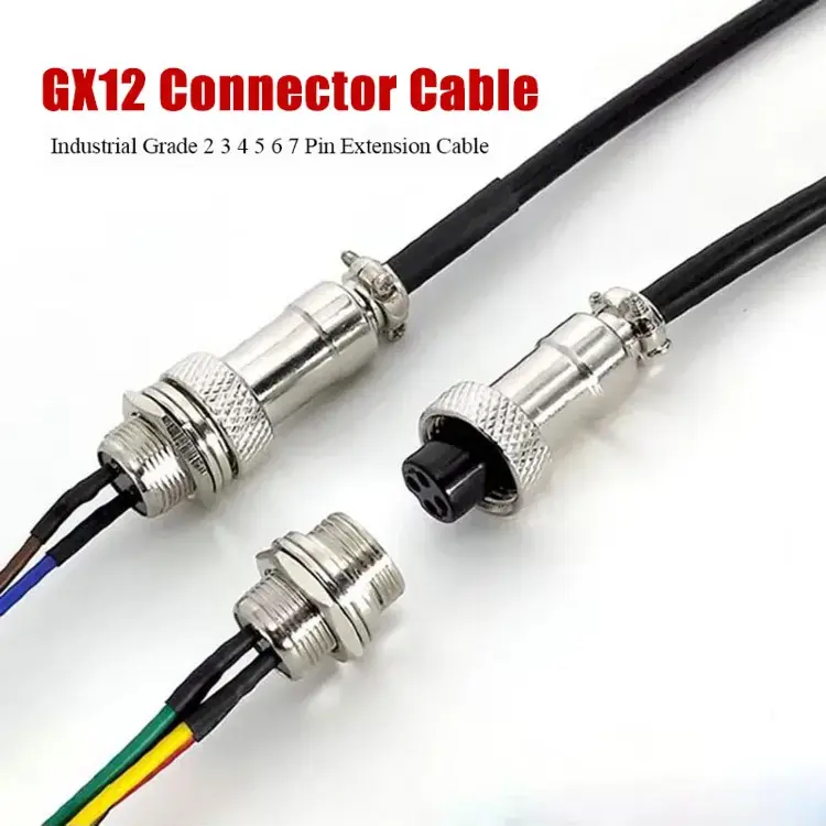 Кабель-разъем GX12 M12 штекер-гнездо 2-7 контактов 5А