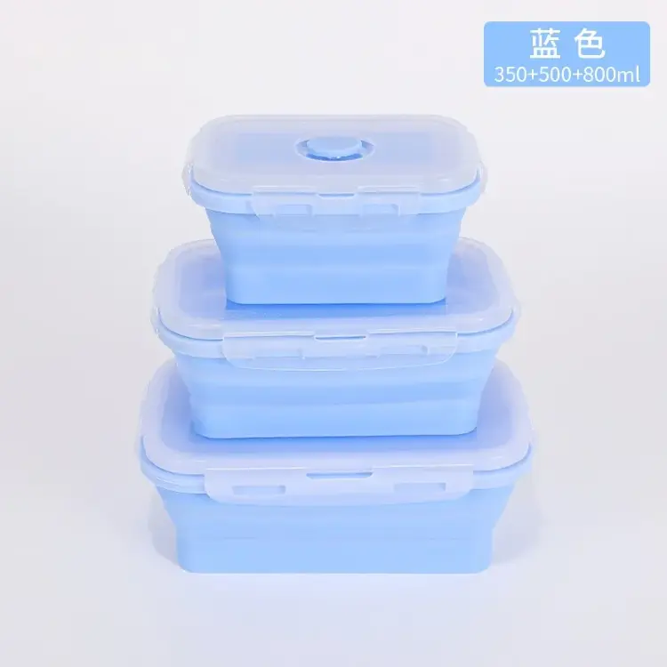 Складные силиконовые контейнеры для хранения продуктов с крышками, набор 4 шт