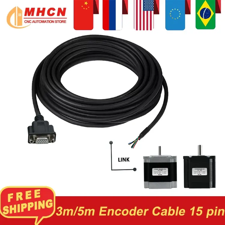 Кабель энкодера 15 контактов для Nema23 Nema34, 3м/5м/8м