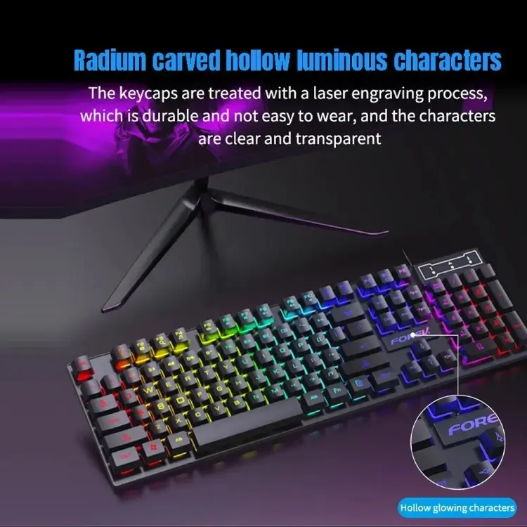 Механическая клавиатура с RGB подсветкой 104 клавиши, проводная, водонепроницаемая