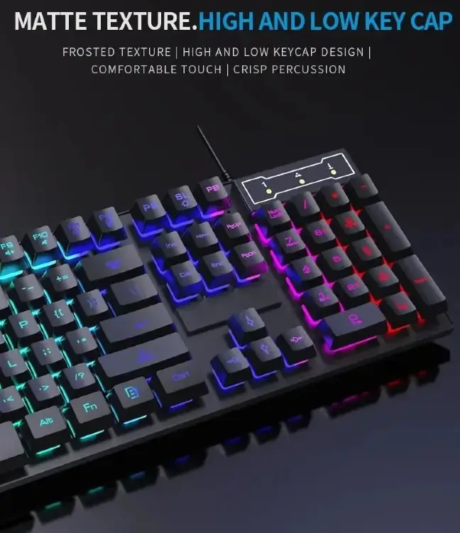 Механическая клавиатура с RGB подсветкой 104 клавиши, проводная, водонепроницаемая