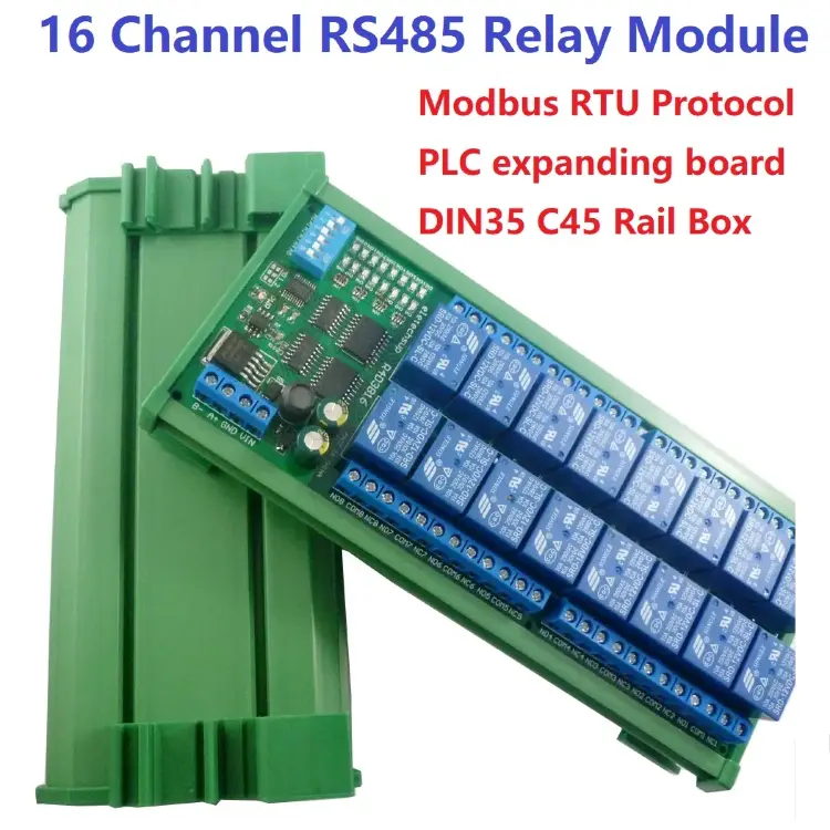 Модуль расширения ПЛК 16 каналов 12В 10А RS485 Modbus RTU релейный