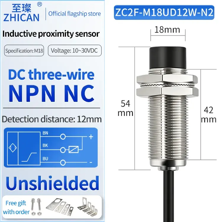 Индуктивный датчик приближения ZHICAN ZC2F M8 M12 M18 M30 NPN NO 24В
