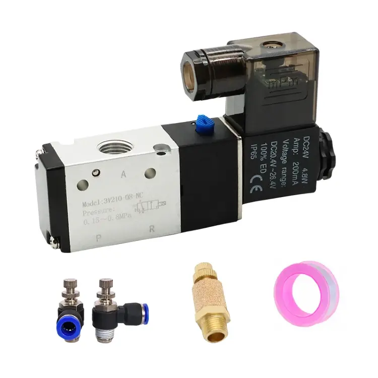 Пневматический электромагнитный клапан 3V210-08 3/2 DC12V DC24V AC110V AC220V