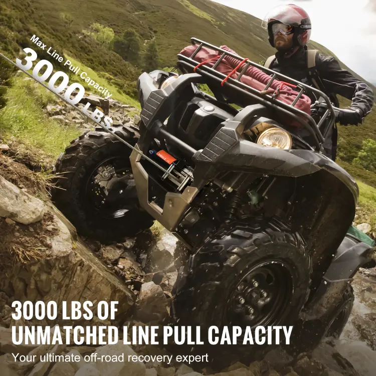 Электрическая лебедка 3000 фунтов 12В для ATV/UTV со стальным тросом