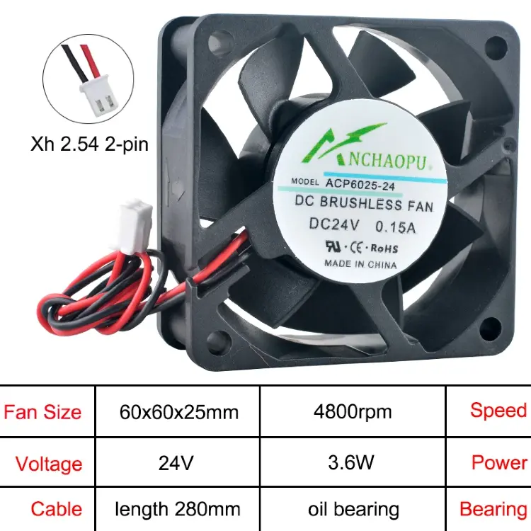 Вентилятор ACP6025 60x60x25 мм DC5V/12V/24V осевой