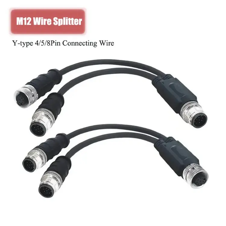 Сплиттер Y-типа M12 4/5/8 Pin 250В 22AWG экранированный водонепроницаемый
