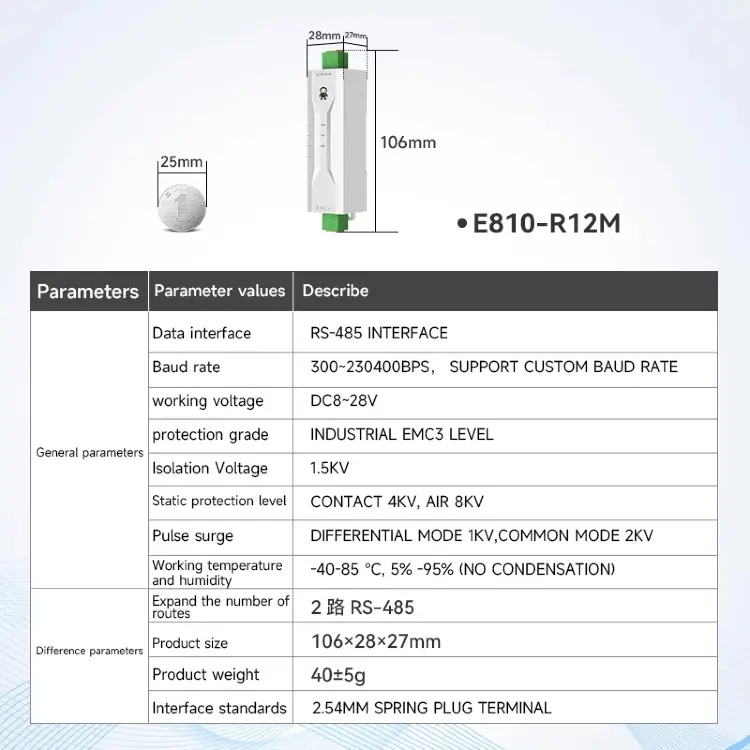 RS485 повторитель промышленного класса CDSENET E810-R DC 8-28В