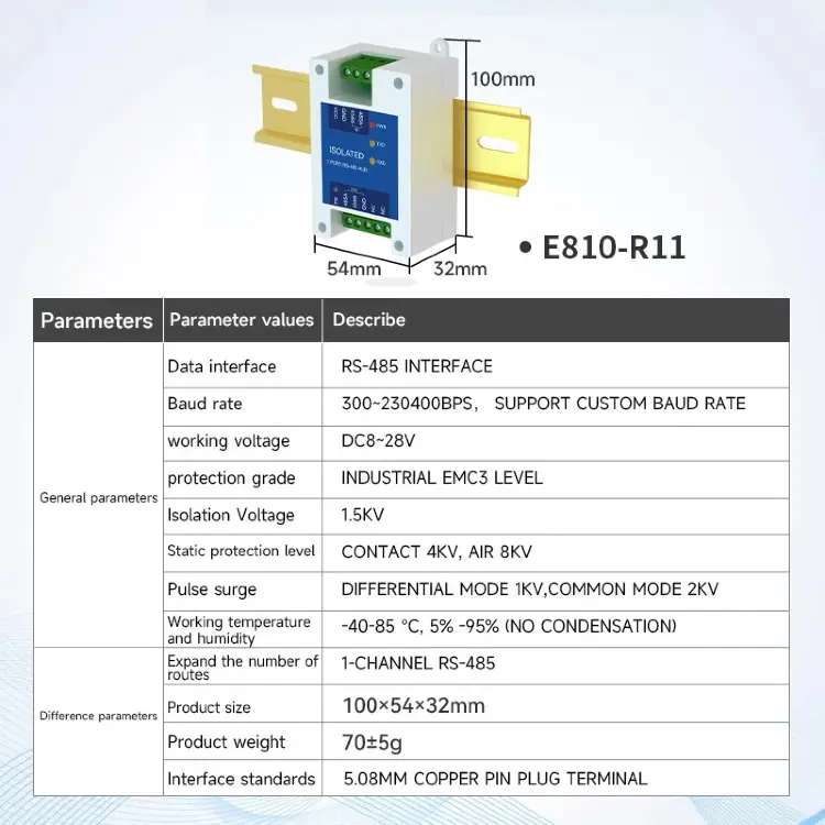 RS485 повторитель промышленного класса CDSENET E810-R DC 8-28В