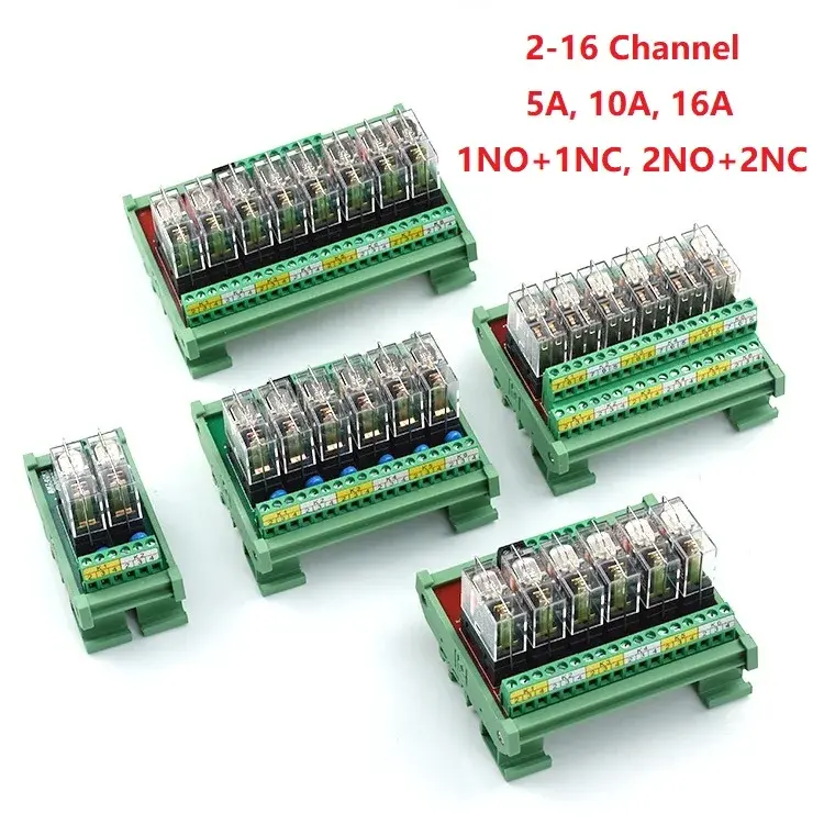 Релейный модуль усилитель сигнала PLC 2-16 канал 5A 10A 16A 12V 24V NPN/PNP DIN-рейка