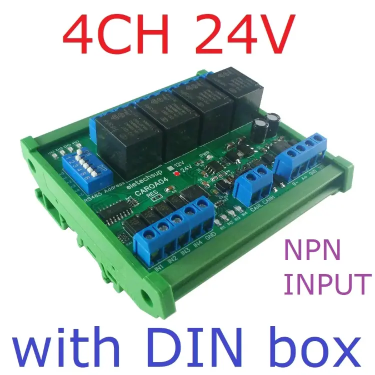 Релейный модуль RS485 Modbus RTU 12В/24В 4-16 каналов DI-DO NPN/PNP