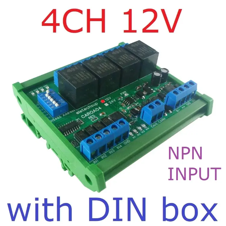 Релейный модуль RS485 Modbus RTU 12В/24В 4-16 каналов DI-DO NPN/PNP