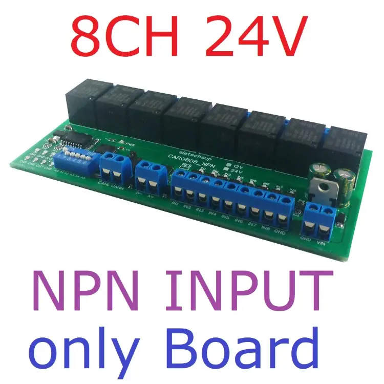 Релейный модуль RS485 Modbus RTU 12В/24В 4-16 каналов DI-DO NPN/PNP