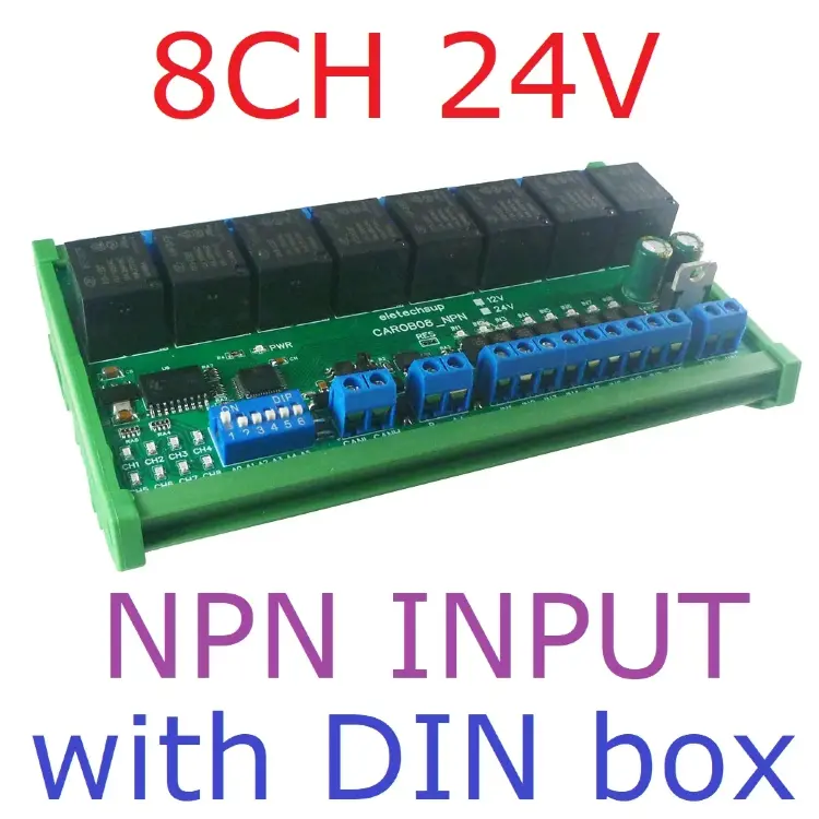 Релейный модуль RS485 Modbus RTU 12В/24В 4-16 каналов DI-DO NPN/PNP