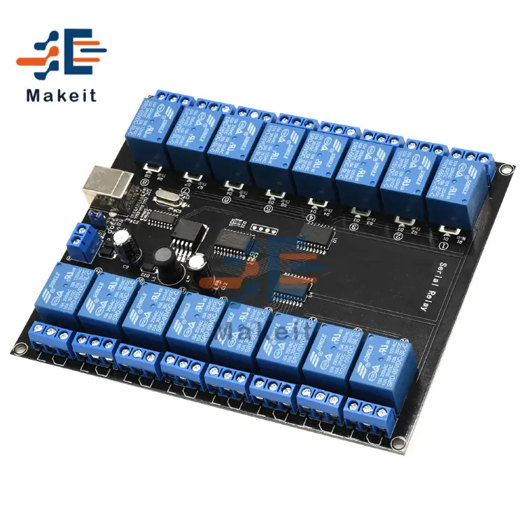 Релейный модуль 16-канальный DC 7V-38V 10A 250V USB 24V