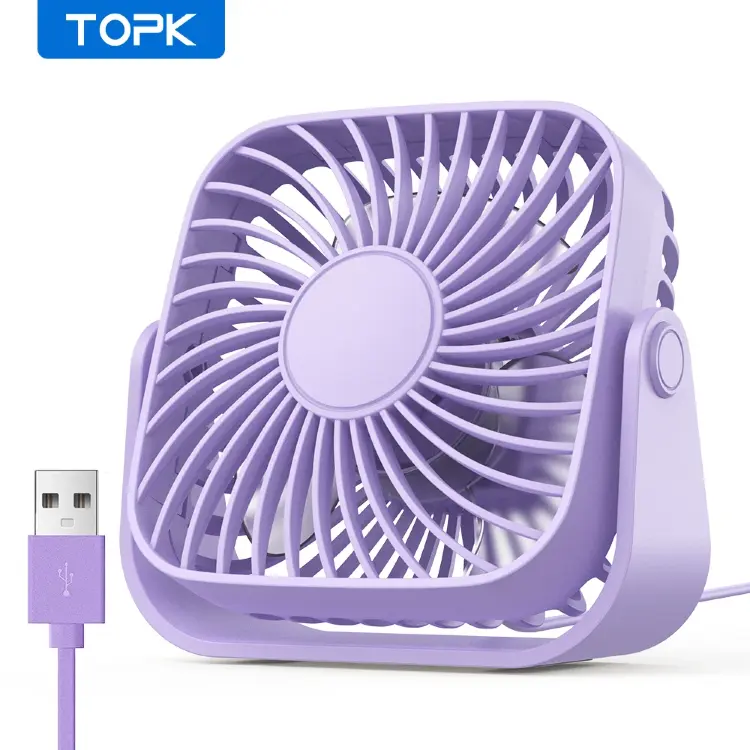 Портативный USB-вентилятор TOPK 4 дюйма, 3 скорости, 360° поворот