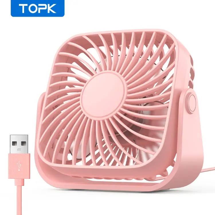Портативный USB-вентилятор TOPK 4 дюйма, 3 скорости, 360° поворот