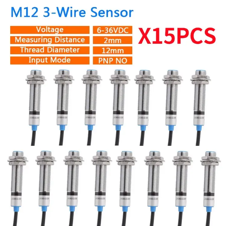 Набор из 15 экранированных индуктивных датчиков приближения M12 NPN/PNP DC6-36V