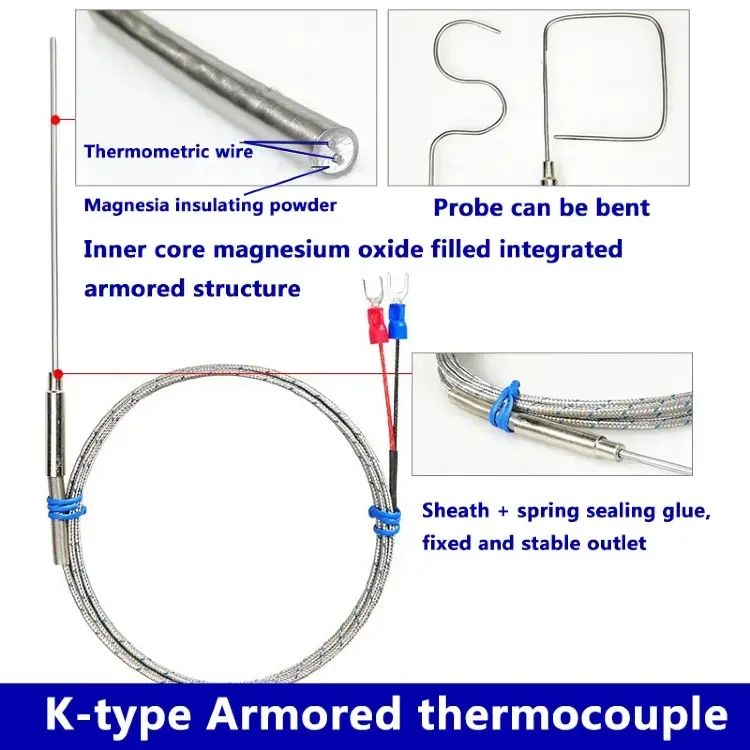 Гибкий зонд датчик температуры PT100/K 1100°, 1-5 мм