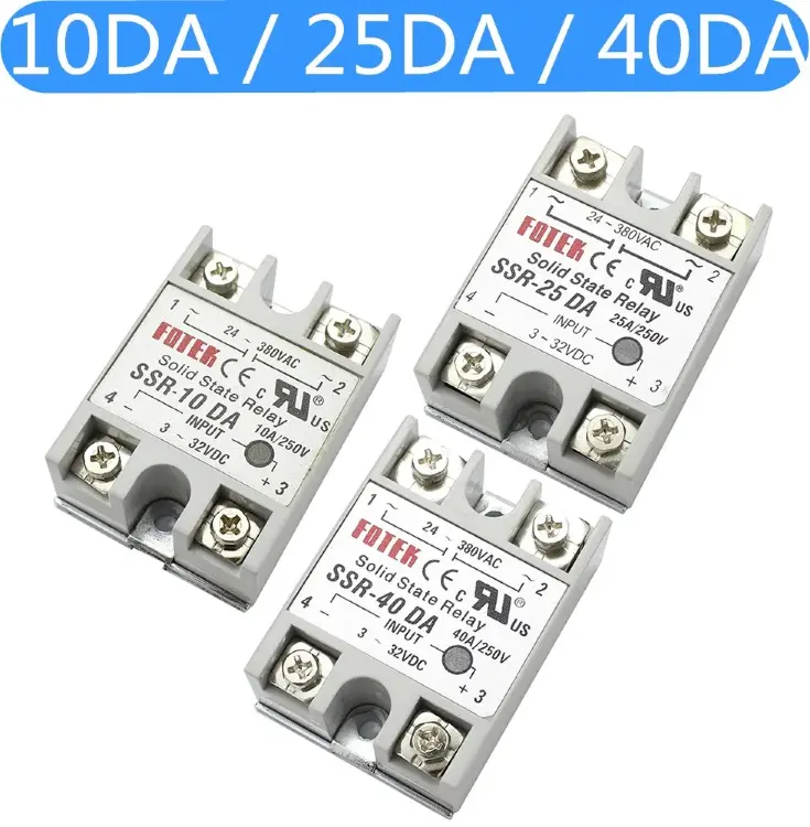 Твердотельное реле SSR-25DA/40DA/50DA/60DA/75DA/80DA/100DA однофазное с управлением постоянным током