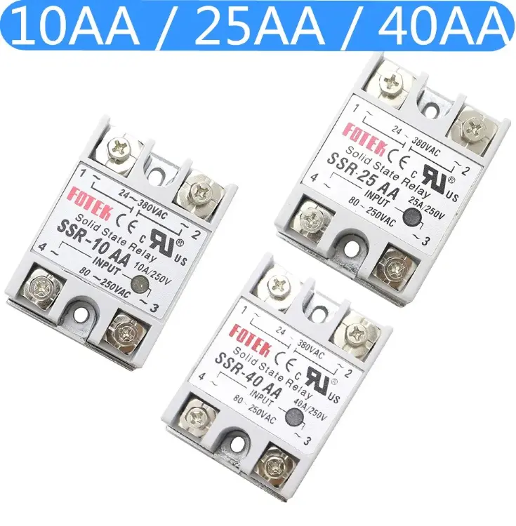 Твердотельное реле SSR-25DA/40DA/50DA/60DA/75DA/80DA/100DA однофазное с управлением постоянным током