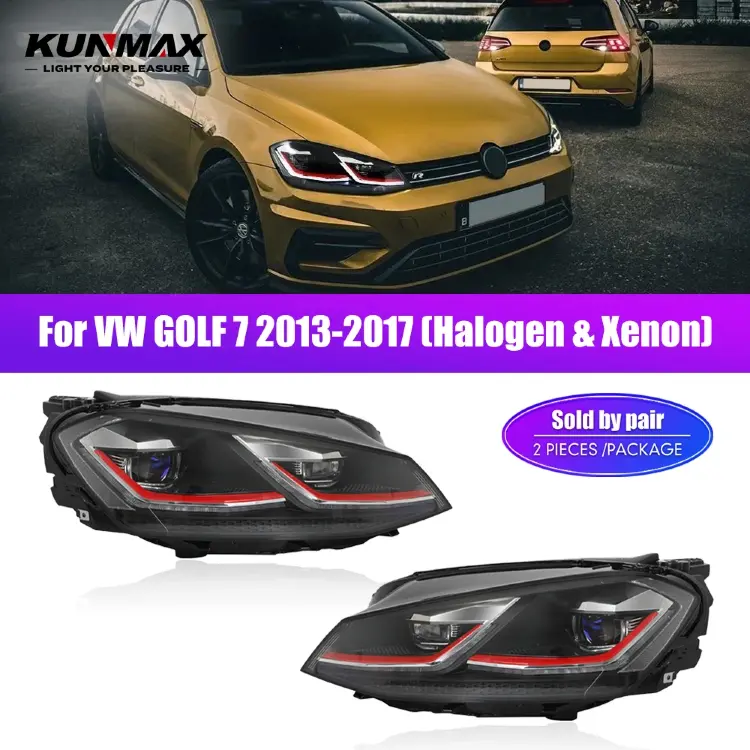 Светодиодные фары для VW Golf 7 2013-2017 с дневными огнями