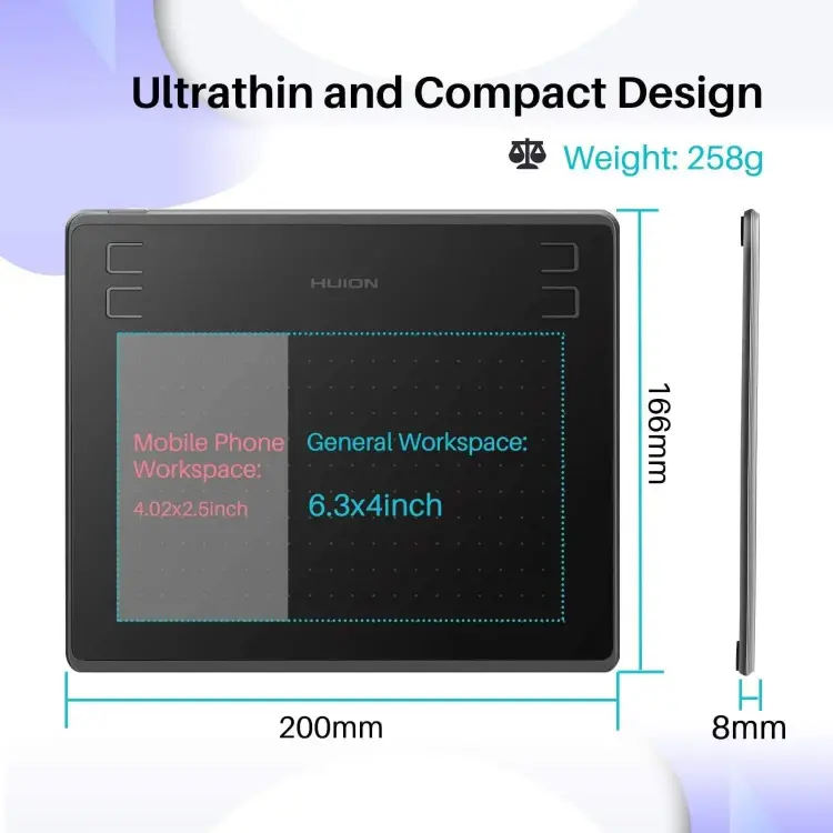 Графический планшет Huion HS64 для рисования и письма