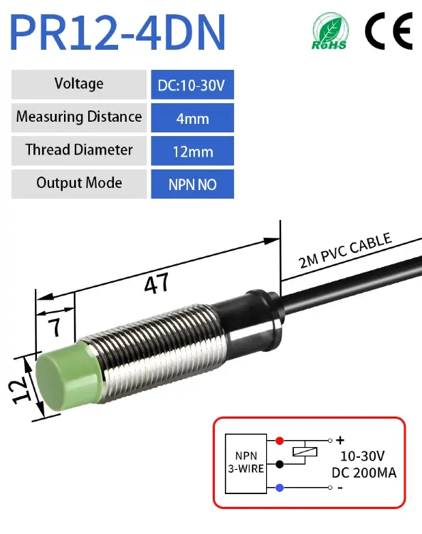 Индуктивный датчик приближения PR12-4DN PR12-4DP M12 PNP NPN 4мм 10-30В