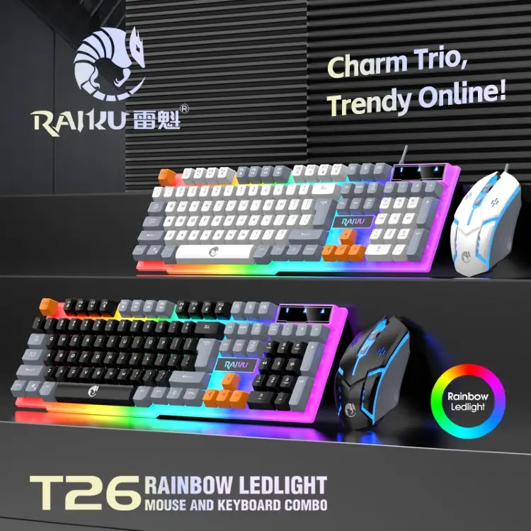 Игровой комплект клавиатура и мышь RAIKU T26 с RGB подсветкой