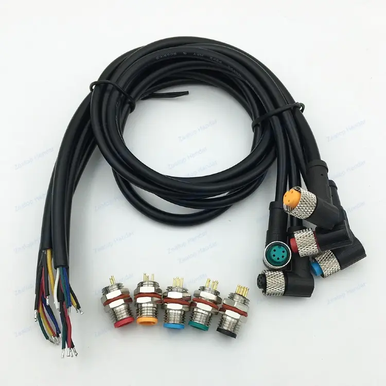 Разъем M8 IP67 угловой водонепроницаемый с кабелем 50см, 2-6 контактов