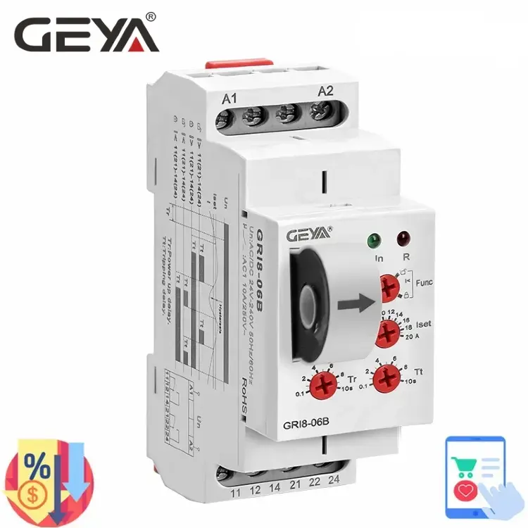 GEYA GRI8-06 Реле контроля тока 2NO2NC 8A 24-240В AC/DC
