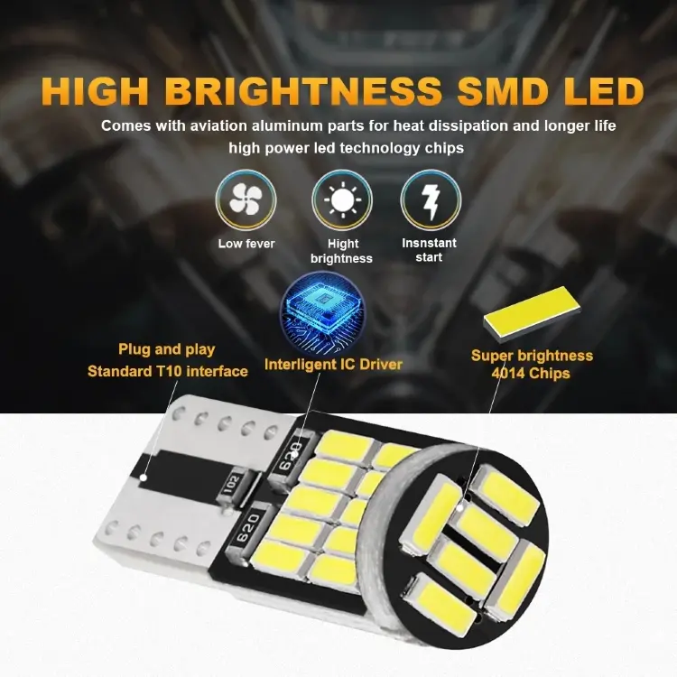 Светодиодные лампы T10 W5W 26 SMD 4014 Canbus белые для автомобиля