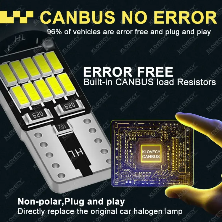 Светодиодные лампы T10 W5W CANBUS 26-SMD 6500K белые для автомобиля