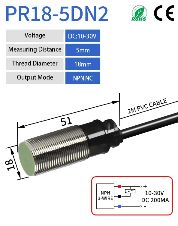 Датчик приближения M18 NPN PNP PR18-5DN PR18-5DP индуктивный 12-24В
