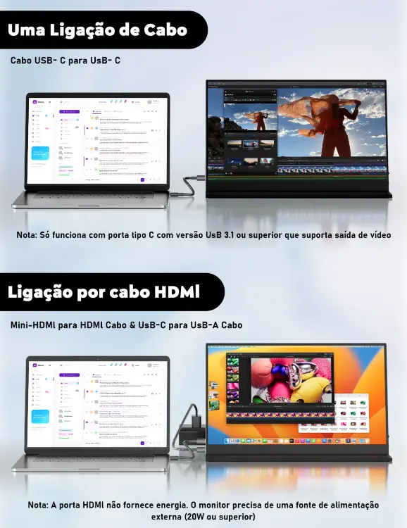 Портативный монитор 15,6" Full HD IPS USB-C HDMI