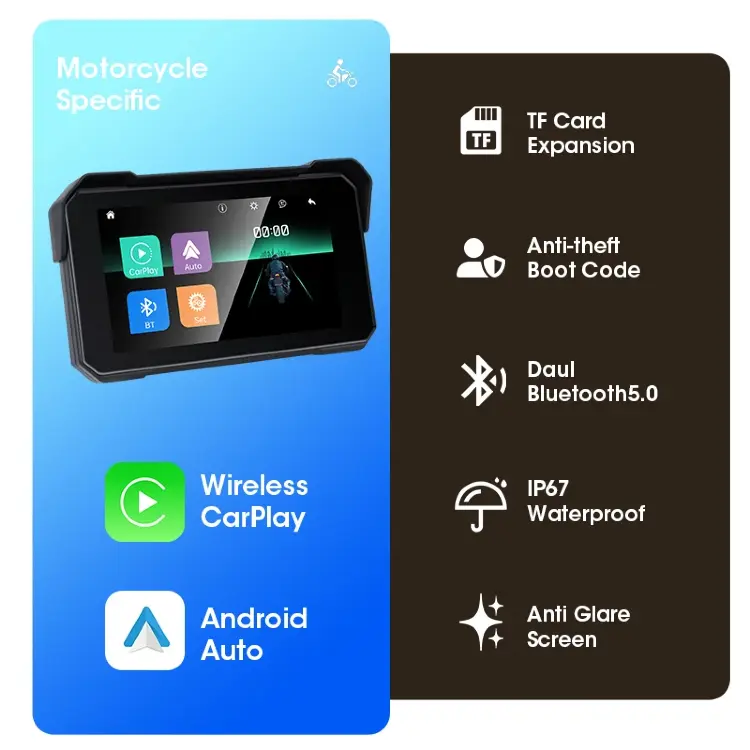 Портативная цифровая приборная панель Jansite для мотоцикла с CarPlay и Android Auto