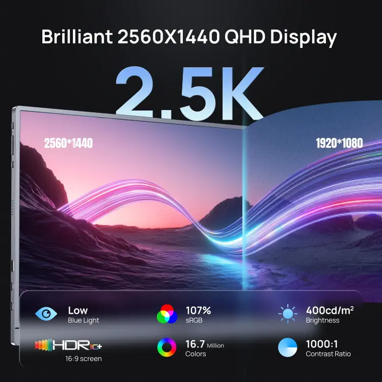 Портативный монитор ARZOPA 16.1" 2.5K 180Hz для ноутбука и консолей