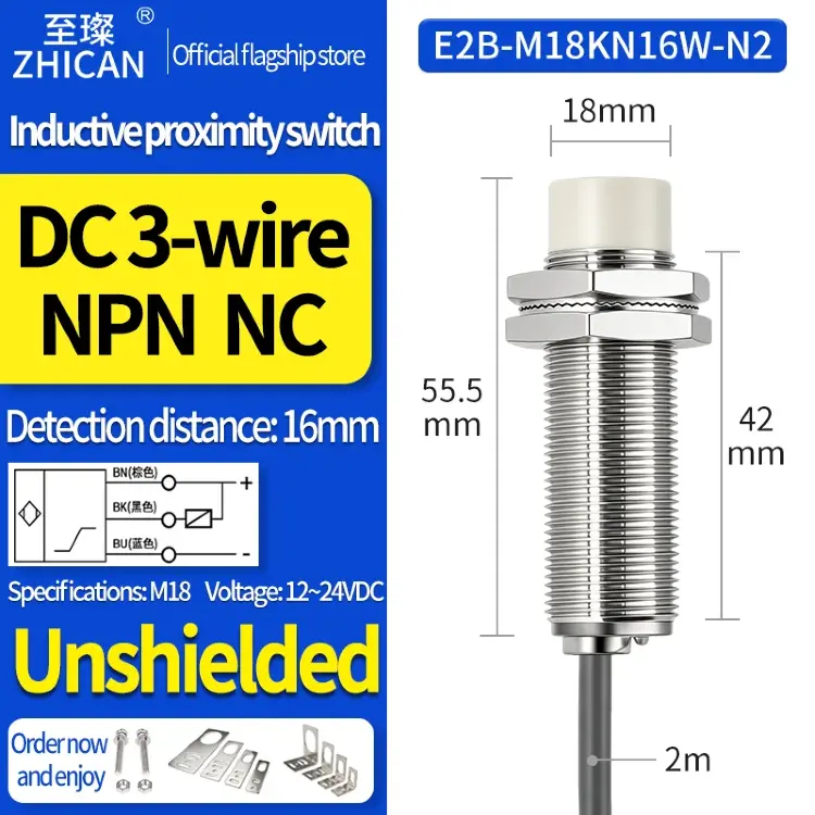 Индуктивный датчик приближения ZHICAN E2B M18 NPN PNP NO NC DC24V
