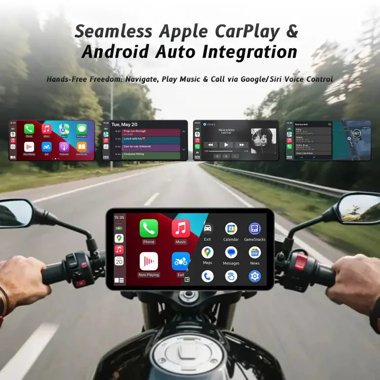 6-дюймовый интеллектуальный дисплей для мотоцикла с беспроводным CarPlay и Android Auto