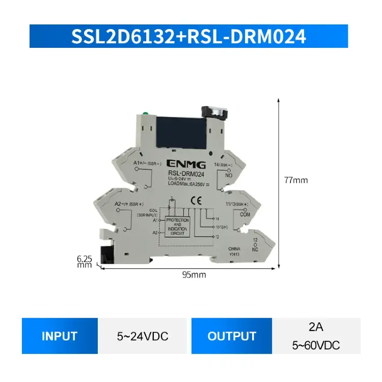 Релейный модуль на DIN-рейку SSR 6А 2А DC24V AC220V