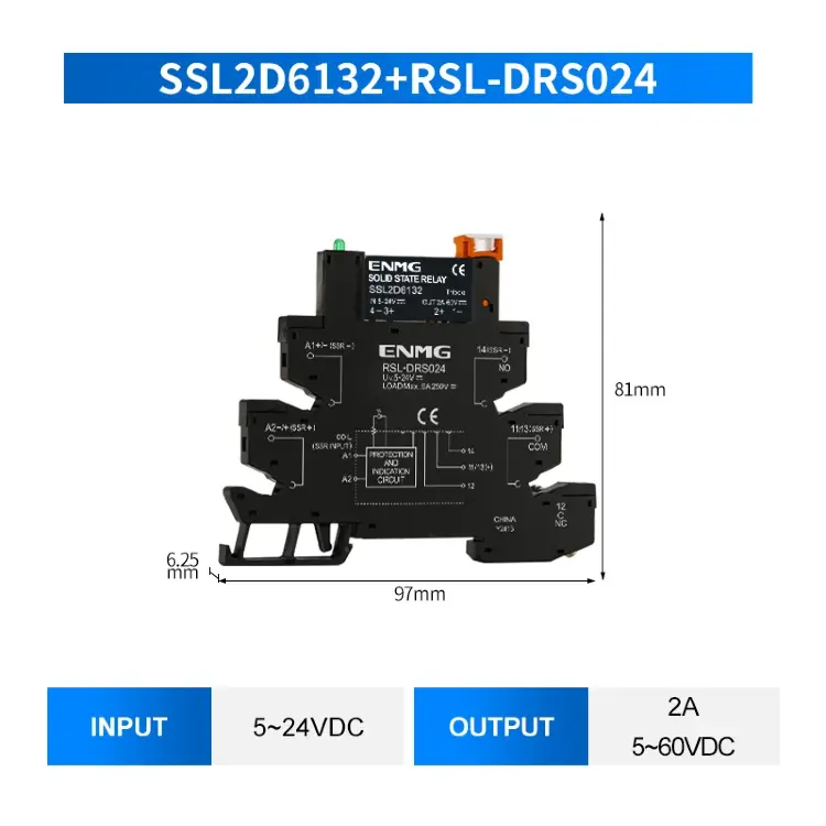 Релейный модуль на DIN-рейку SSR 6А 2А DC24V AC220V