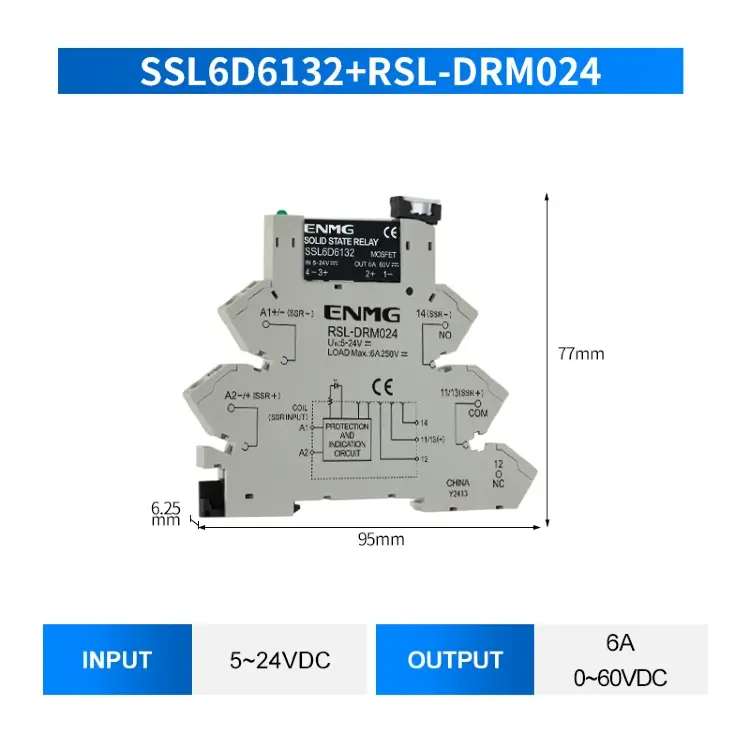 Релейный модуль на DIN-рейку SSR 6А 2А DC24V AC220V