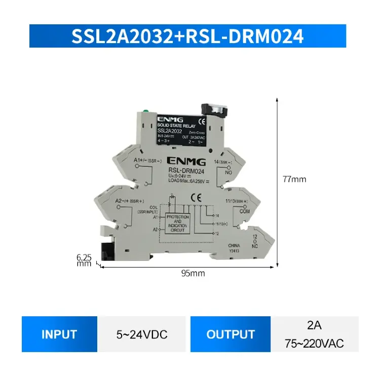 Релейный модуль на DIN-рейку SSR 6А 2А DC24V AC220V